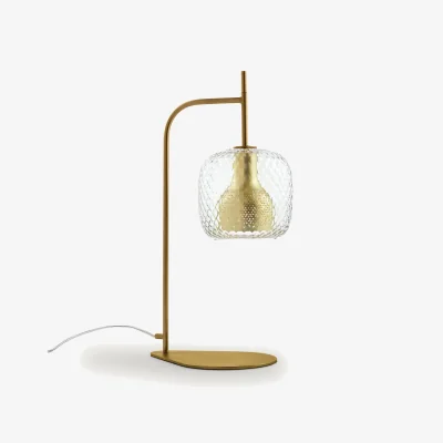 La Redoute Mistinguett Brass and Chiselled Glass Table Lamp