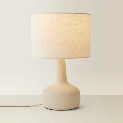 La Redoute Squat Base Ceramic Stoneware Table Lamp with Linen Shade