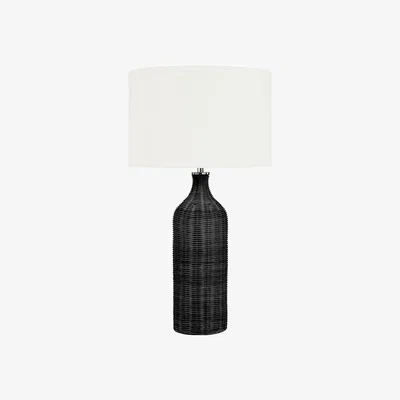 La Redoute Black Rattan Bottle Table Lamp