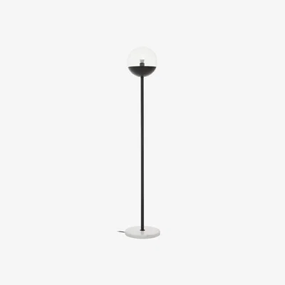 La Redoute 157cm Globe Black Metal Floor Lamp with Marble Base