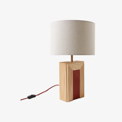 La Redoute Cérabi Rattan/Ceramic Table Lamp with Linen Lampshade
