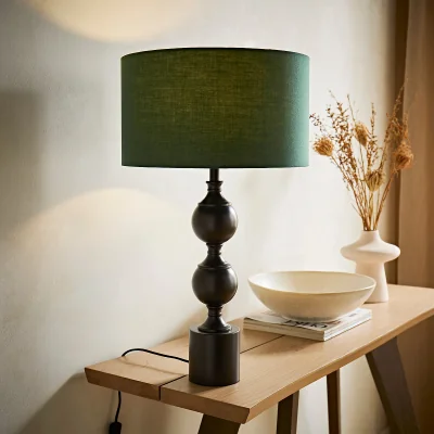 La Redoute Donny Metal Candlestick Table Lamp with Fabric Shade