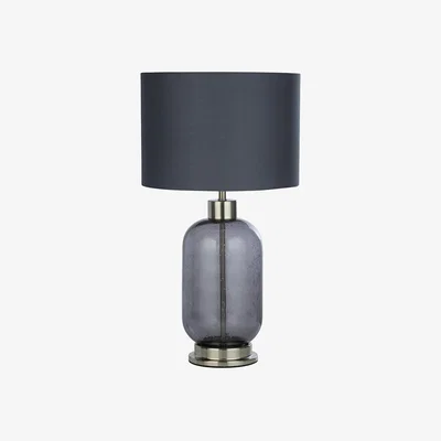 La Redoute Smoked Glass & Satin Nickel Table Lamp