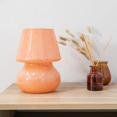 La Redoute Beau Pink Swirl Glass Table Lamp