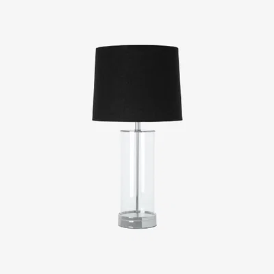 La Redoute Tall Cylinder Glass with Black Shade Table Lamp