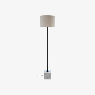 La Redoute White Marble Base Iron with Linen Shade Floor Lamp