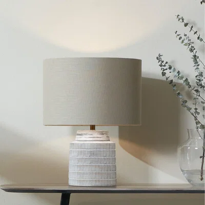 La Redoute White Wash Wood Textured Table Lamp