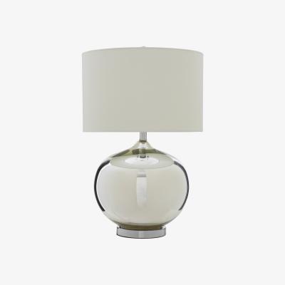 La Redoute Glass and Chrome Curved Base with White Shade Table Lamp