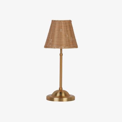La Redoute Rechargeable Gold Table Lamp with Rattan Shade