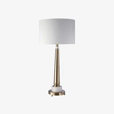 La Redoute Gold and Marble Tower Shaped Table Lamp