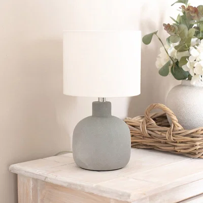 La Redoute Hand Finished Sandblast Ceramic Table Lamp with Linen Shade