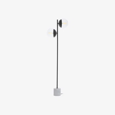 La Redoute 158cm Dual Globe Black Metal Floor Lamp with Marble Base