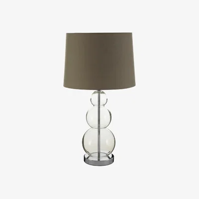 La Redoute Glass Three Graduated Orb with Grey Shade Table Lamp
