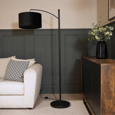 La Redoute Black Metal Floor Lamp with Velvet Shade