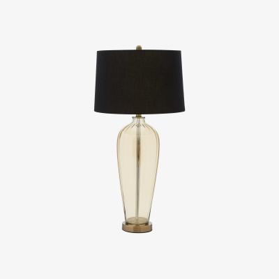 La Redoute Amber Tall Glass with Black Shade Table Lamp