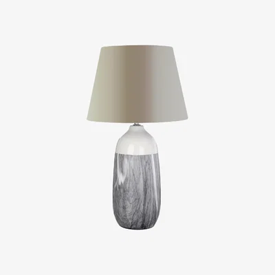 La Redoute Grey and White Marble Effect Ceramic Table Lamp