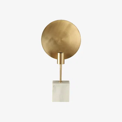La Redoute Marble Base and Gold Disc Art Deco Style Table Lamp