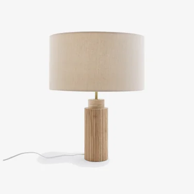 La Redoute Idna Oak, Metal & Linen Table Lamp