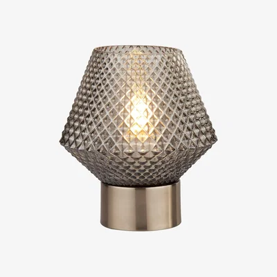 La Redoute 18cm Dark Grey Textured Smoked Glass Table Lamp