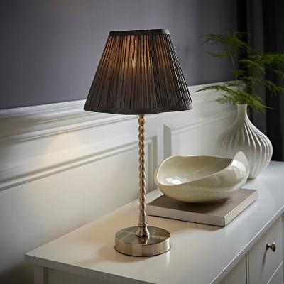 La Redoute Brushed Chrome Bobble Table Lamp with Faux Silk Scallop Shade