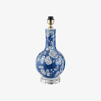 La Redoute Blue and White Floral Ceramic and Crystal Table Lamp Base