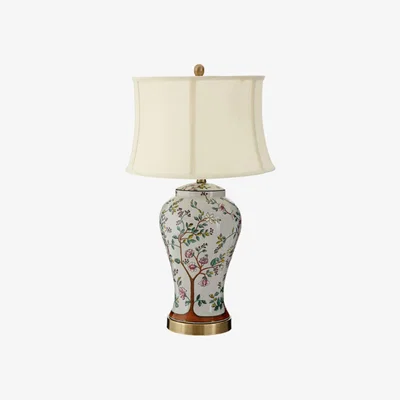 La Redoute Oriental Ceramic Table Lamp with Cream Shade