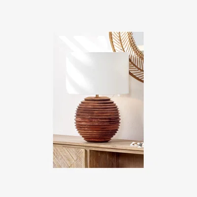 La Redoute Large Turned Wood Table Lamp Base