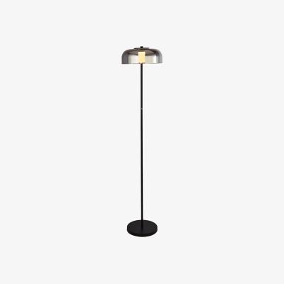La Redoute Smoked Glass Led Dome Floor Lamp with Black Metal Base