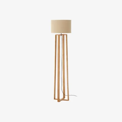La Redoute Lena Natural Wood Floor Lamp with Natural Shade
