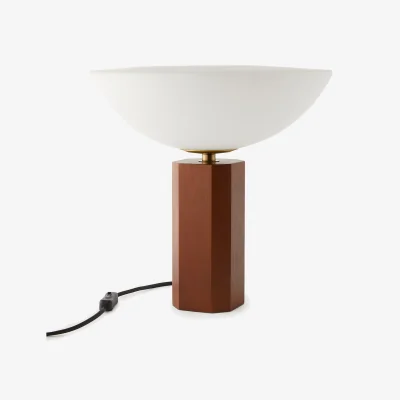 La Redoute Brua Opal Glass and Oak Table Lamp