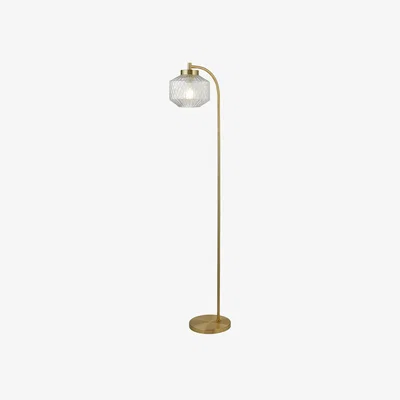 La Redoute Satin Brass and Textured Glass Floor Lamp
