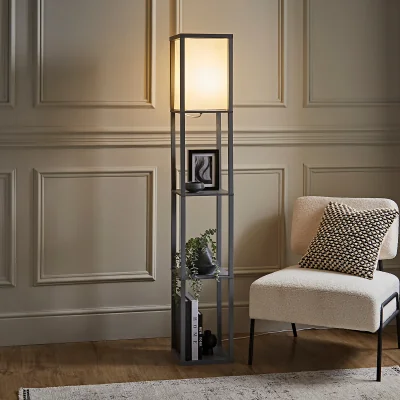 La Redoute Wooden Shelves Floor Lamp