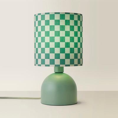 La Redoute Moss Green Table Lamp with Green Checkerboard Shade