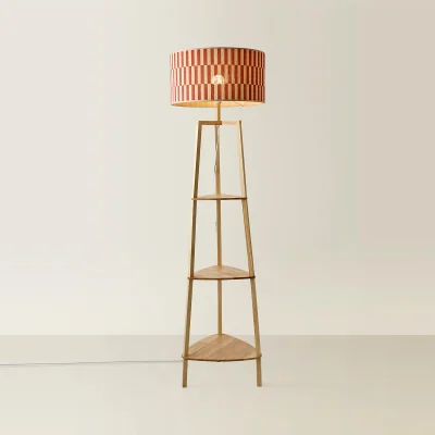 La Redoute Natural Floor Lamp with Orange Bamboo Shade