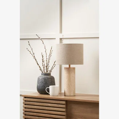 La Redoute Natural Marble Cylinder Table Lamp