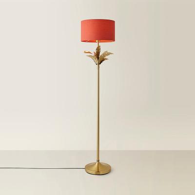 La Redoute Gold Palm Leaf Floor Lamp with Fabric Drum Shade