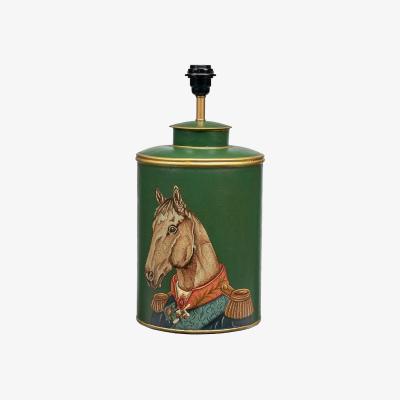 La Redoute Horse Design Green Hand Painted Metal Table Lamp Base