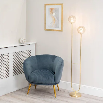 La Redoute Asymmetric Ribbed Glass Globe Floor Lamp