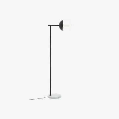 La Redoute 128cm Globe Black Metal Floor Lamp with Marble Base
