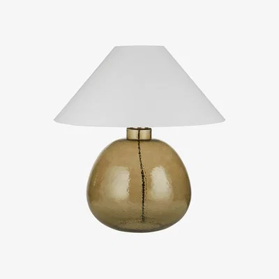 La Redoute Large Green Glass Table Lamp with Tapered Shade