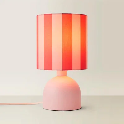 La Redoute Pale Pink Table Lamp with Pink Striped Shade