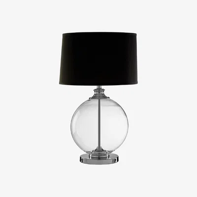 La Redoute Small Glass Orb with Linen Shade Table Lamp