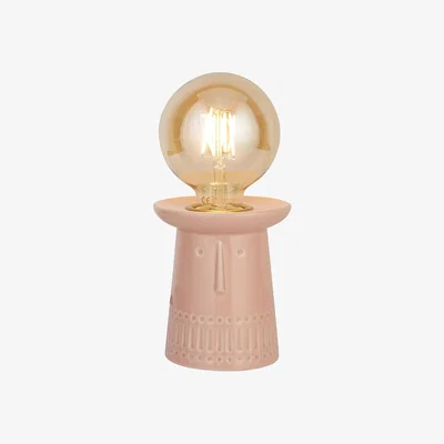 La Redoute Pink Face Table Lamp with Exposed Bulb