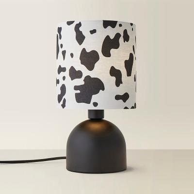 La Redoute Matte Black Table Lamp with Cow Print Shade