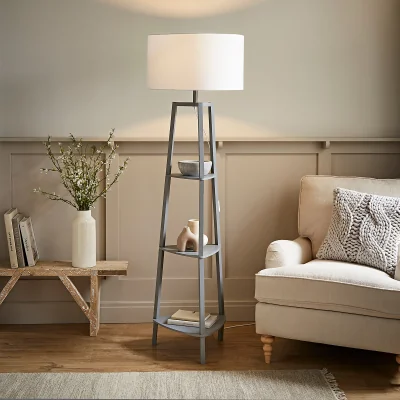 La Redoute 3-Tier Shelf Tripod Floor Lamp with Large Shade