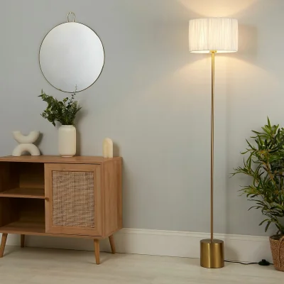 La Redoute Raffia Floor Lamp in White/Gold
