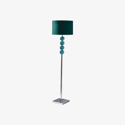 La Redoute Chrome Floor Lamp with Crystal Orb Detail and Faux Suede Shade
