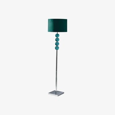 La Redoute Chrome Floor Lamp with Crystal Orb Detail and Faux Suede Shade