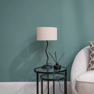La Redoute Wiggle Black Metal Table Lamp with Boucle Shade
