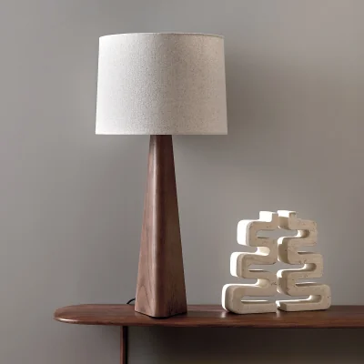La Redoute Nestwood Lamp in Walnut-Stained Oak and Linen